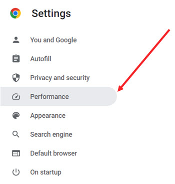 Performance settings in Chrome