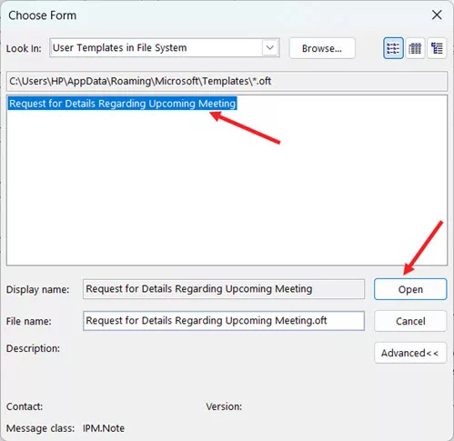 User Template File System